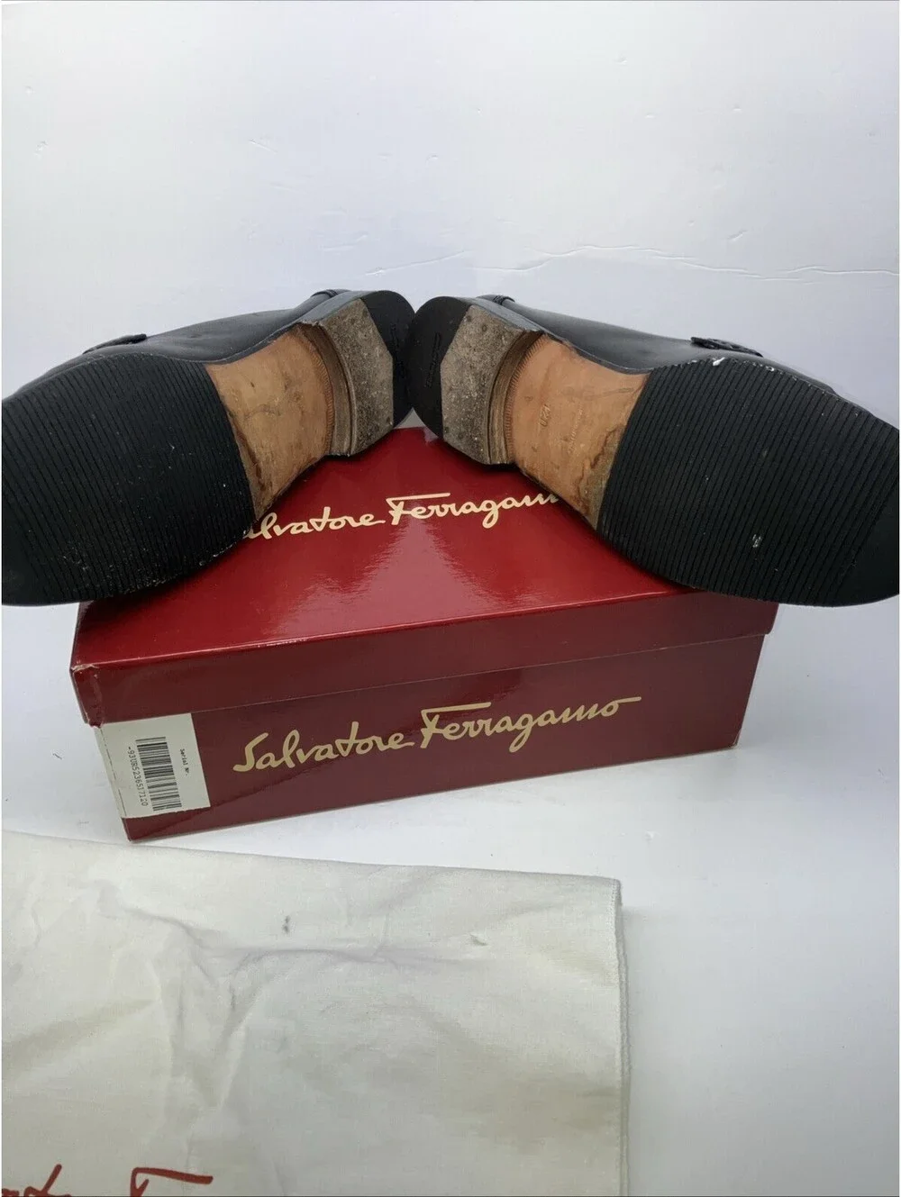 Salvatore Ferragamo Mens SONIC Black Shoes Gancini Silver Bit Loafers 12 D CLEAN